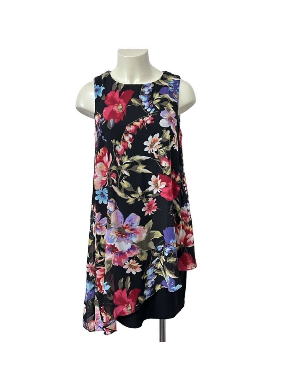 SL Fashions New York Dress Size 10 Black Floral